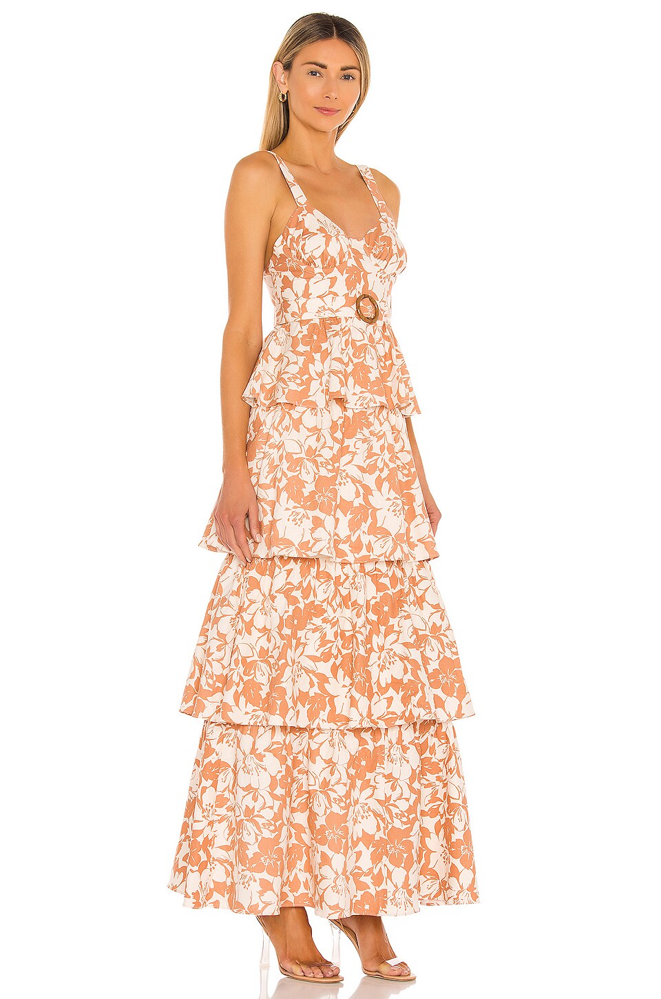 Lovers and Friends Corey Maxi Dress in Caramel Brown Floral