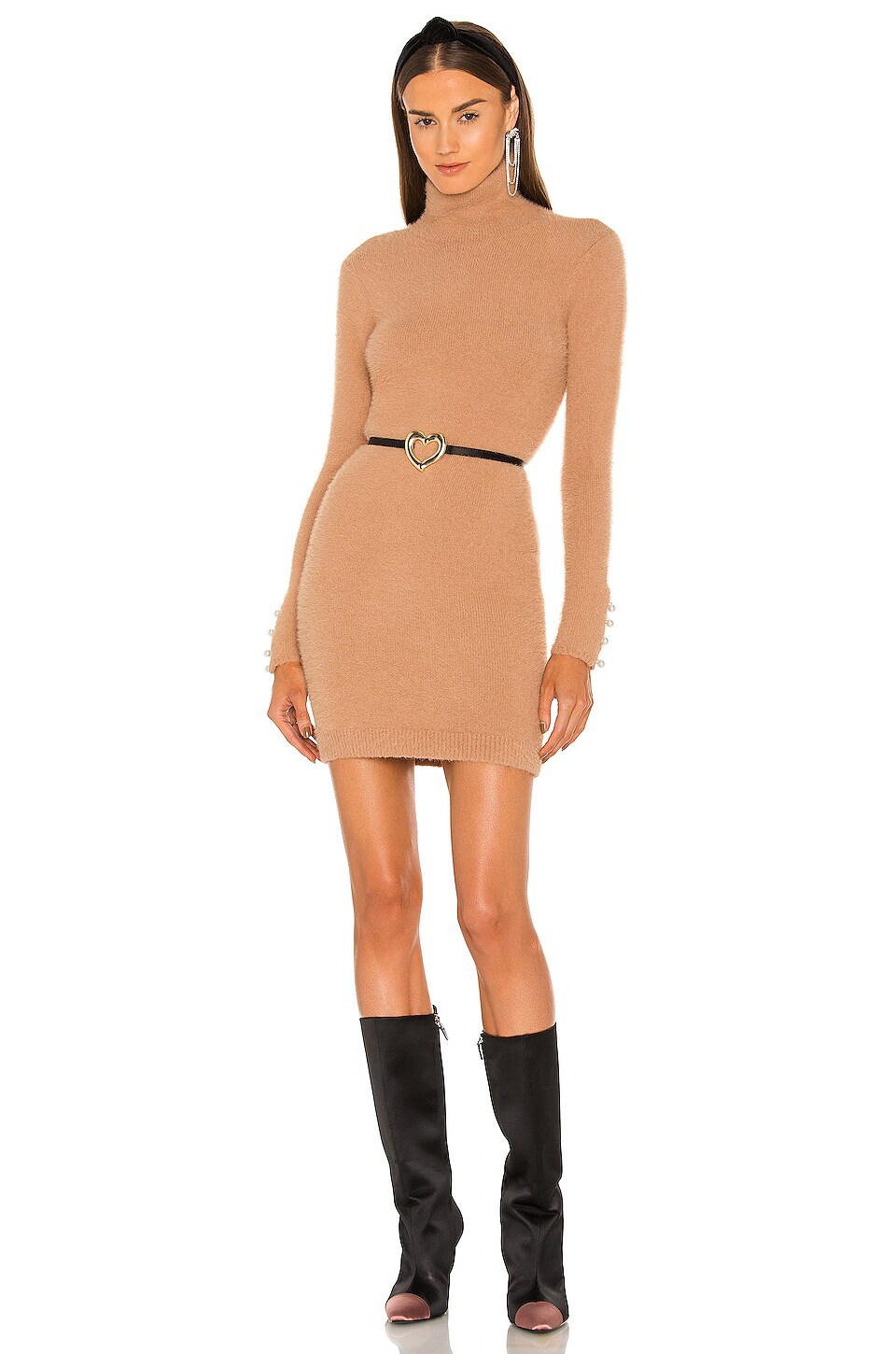 Lovers and Friends Mattia Turtleneck Dress in Cork Brown