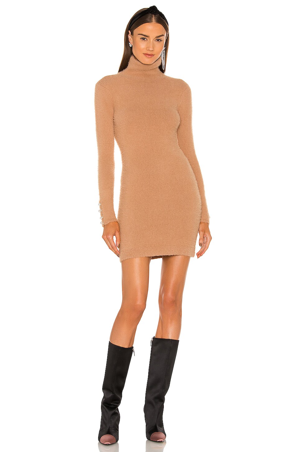 Lovers and Friends Mattia Turtleneck Dress in Cork Brown