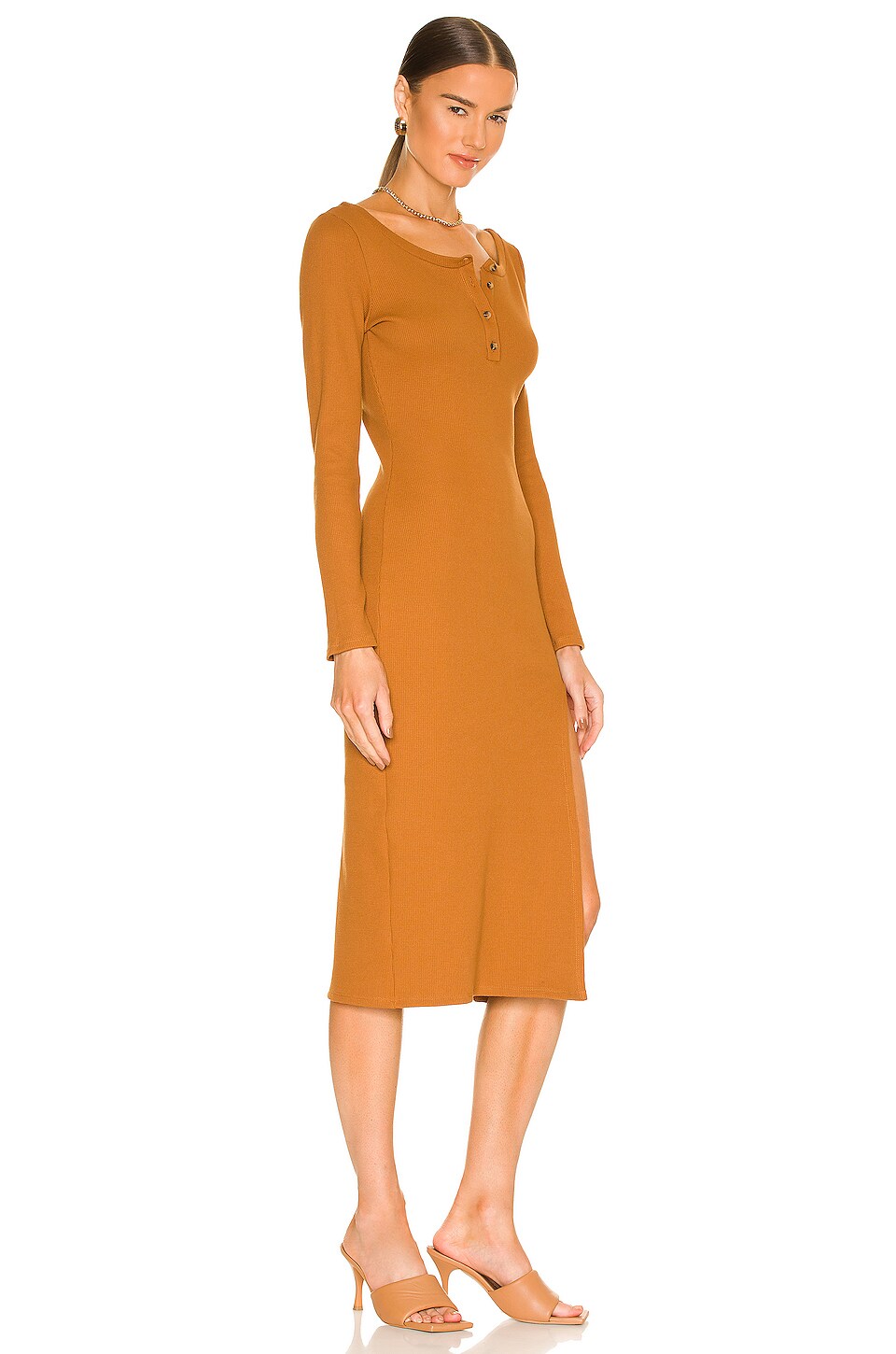 Lovers and Friends Corinne Midi Dress in Ginger Brown