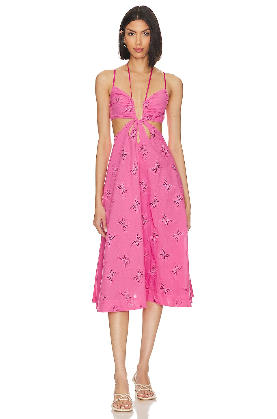 Lovers and Friends x Jetset Christina Farrah Midi Dress in Fuchsia Pink