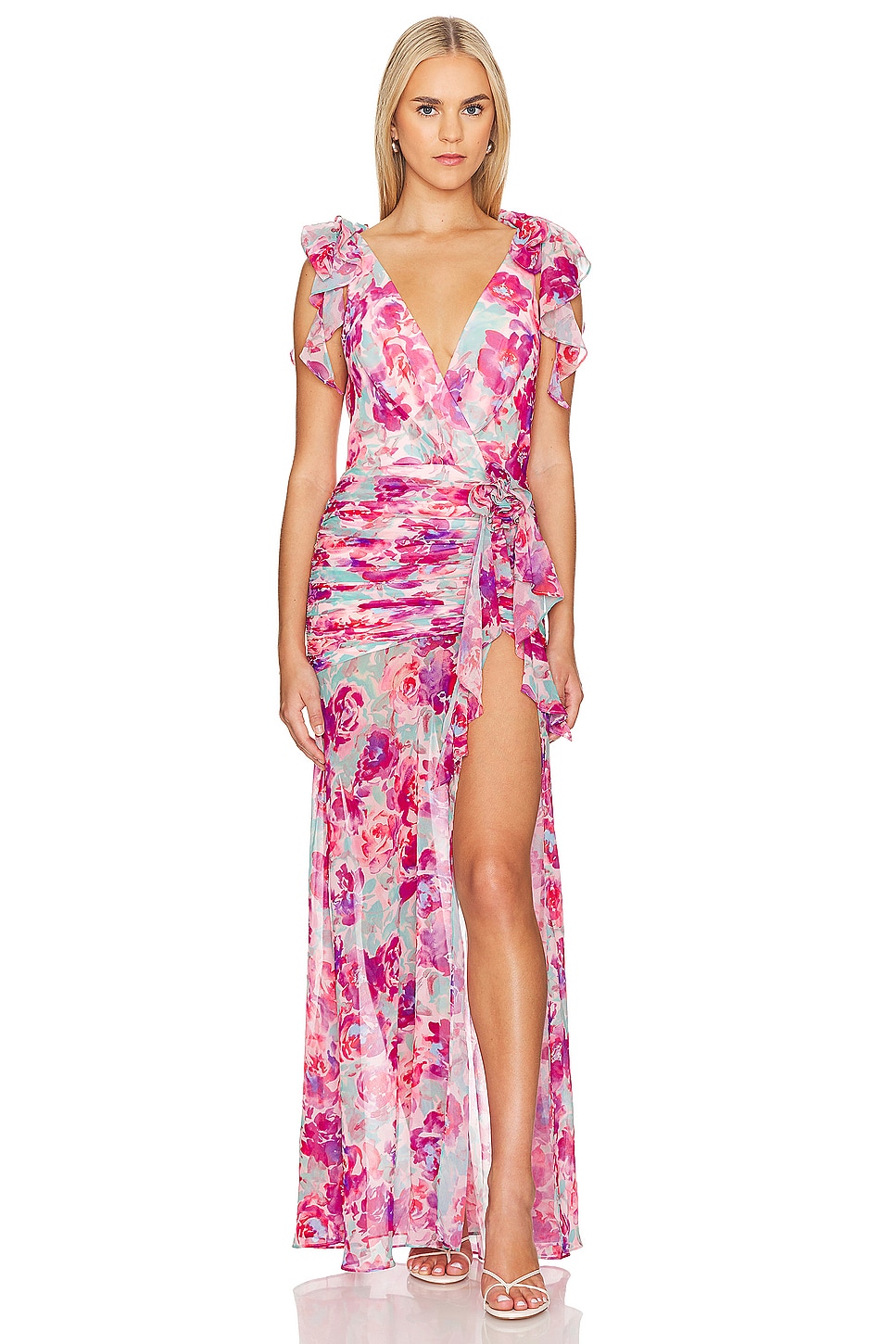 Lovers and Friends x Anja Dujaković Jade Gown in Pink Floral Multi ...