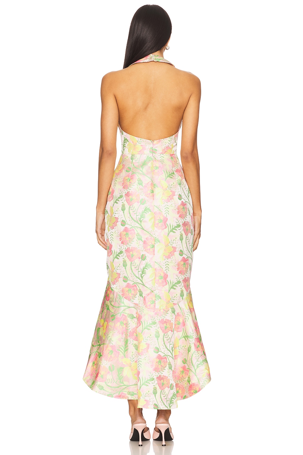 slim fit dress slacks Hunter Green Floral Print Halter Short Dress main image 1