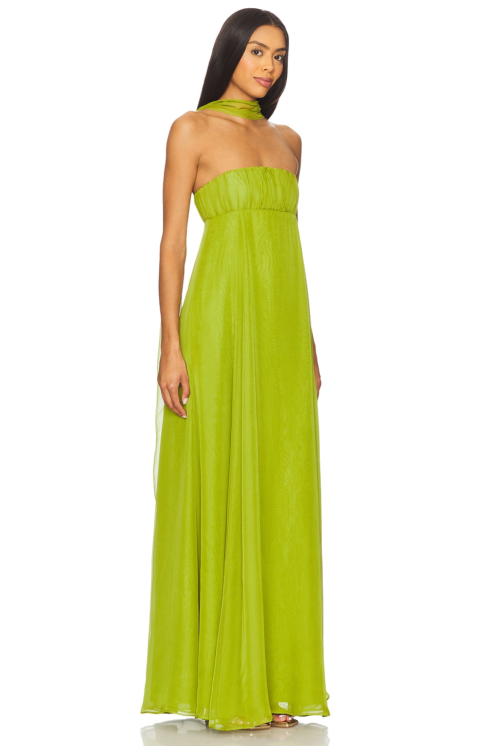 knee length dresses for ladies Estelle Yellow Crinkled Ruffled Maxi Dress
