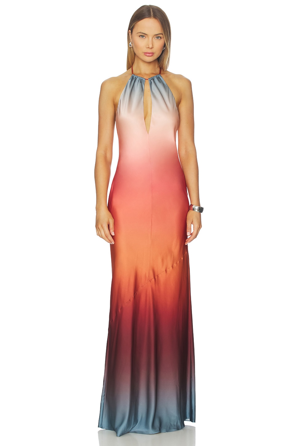 knee length dresses for ladies Orange Soleil Pleated Maxi Dress main image 1