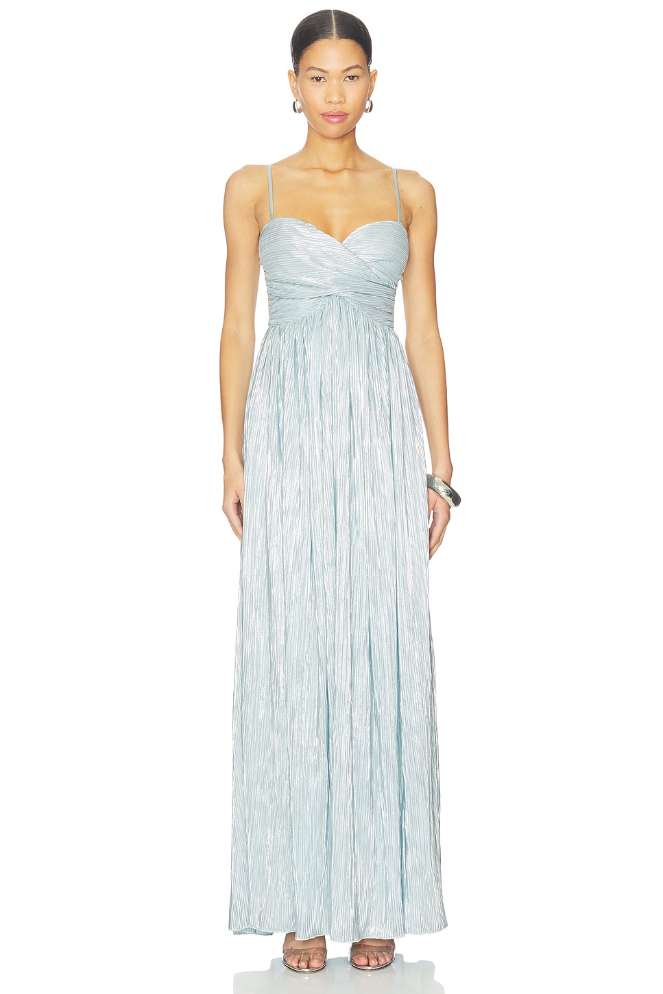 Ashley Gown in Dusty Blue Metallic View 1 of 4