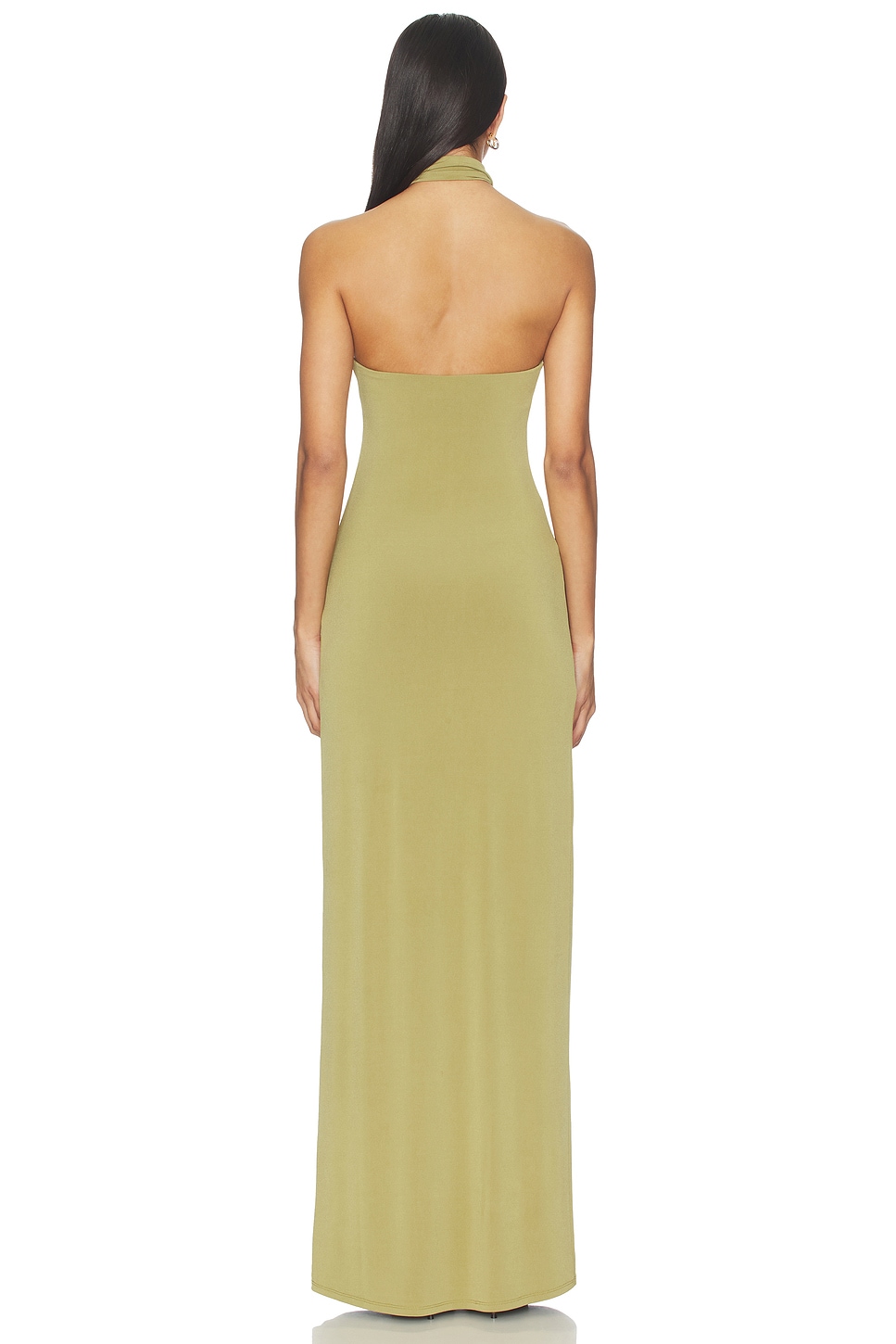 backless olive green dress Olive Green Bridesmaid Dresses Straps Ruched Floor Length Sheath Bride main image 1
