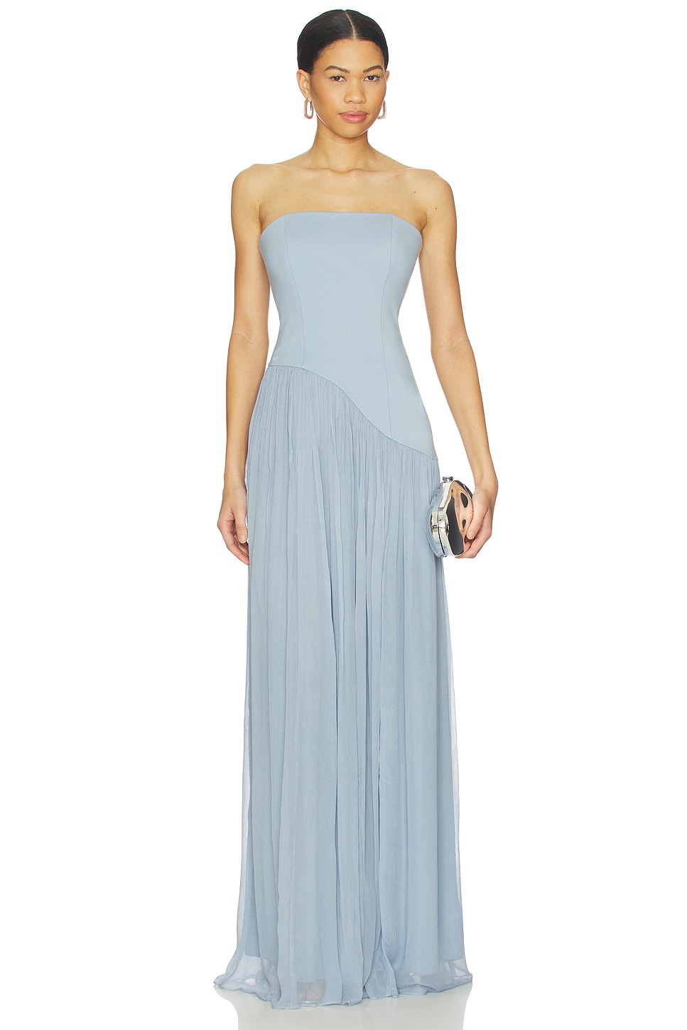 Lovers and Friends Alice Strapless Gown in Dusty Blue | REVOLVE