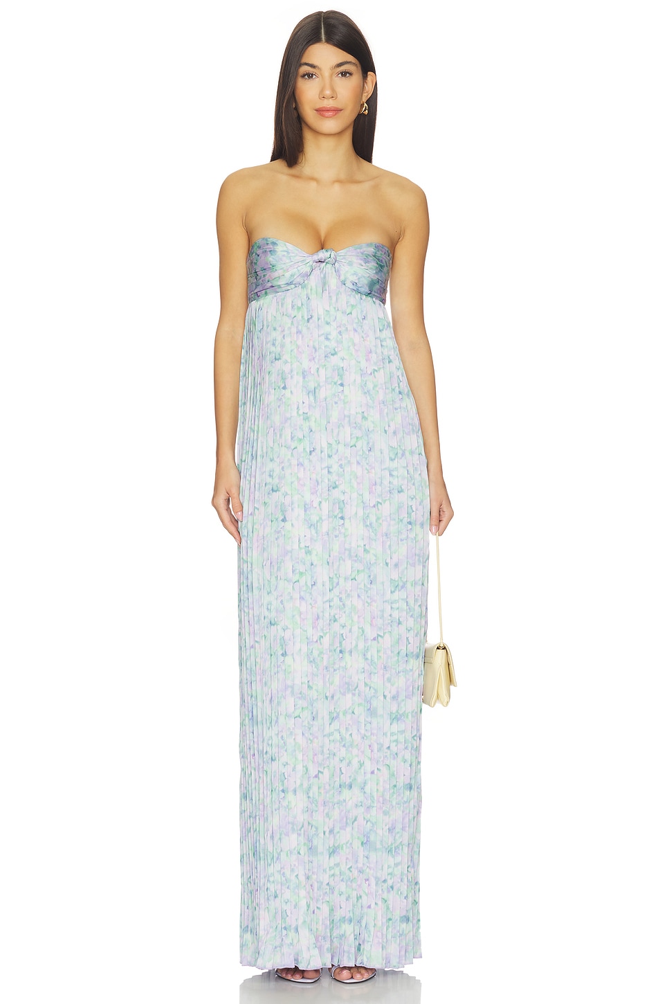 slim fit dress slacks Hannah Floor-Length Blue Camellia Floral Bridesmaid Dress – Lula Kate main image 1