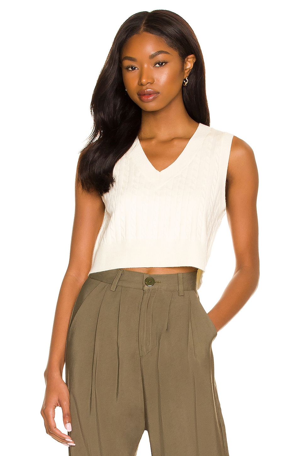 Cropped Cable Sweater Vest 