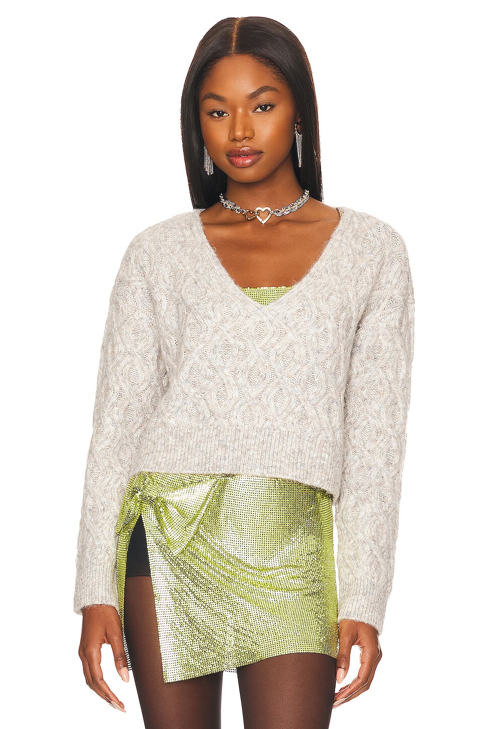 Lovers and Friends Avriel Cable Pullover in Grey Multi