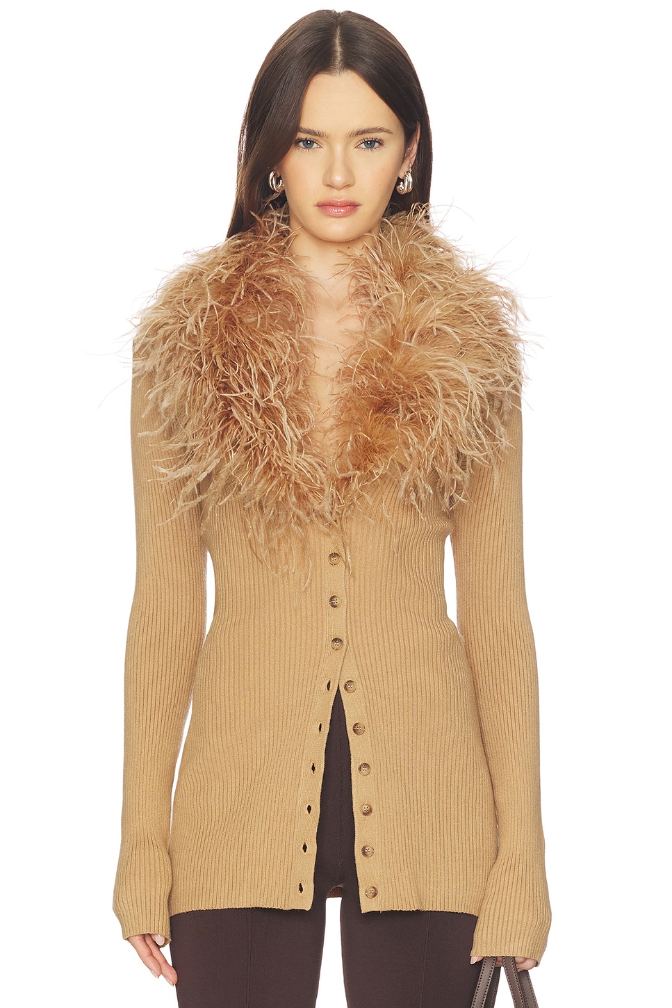 Lovers and Friends Jovana Feather Cardigan in Camel | REVOLVE