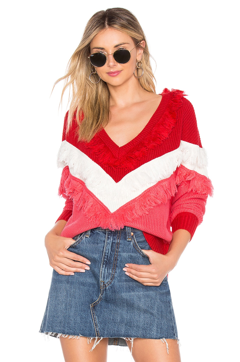 Lovers and Friends Nikki Sweater in Red & Pink REVOLVE