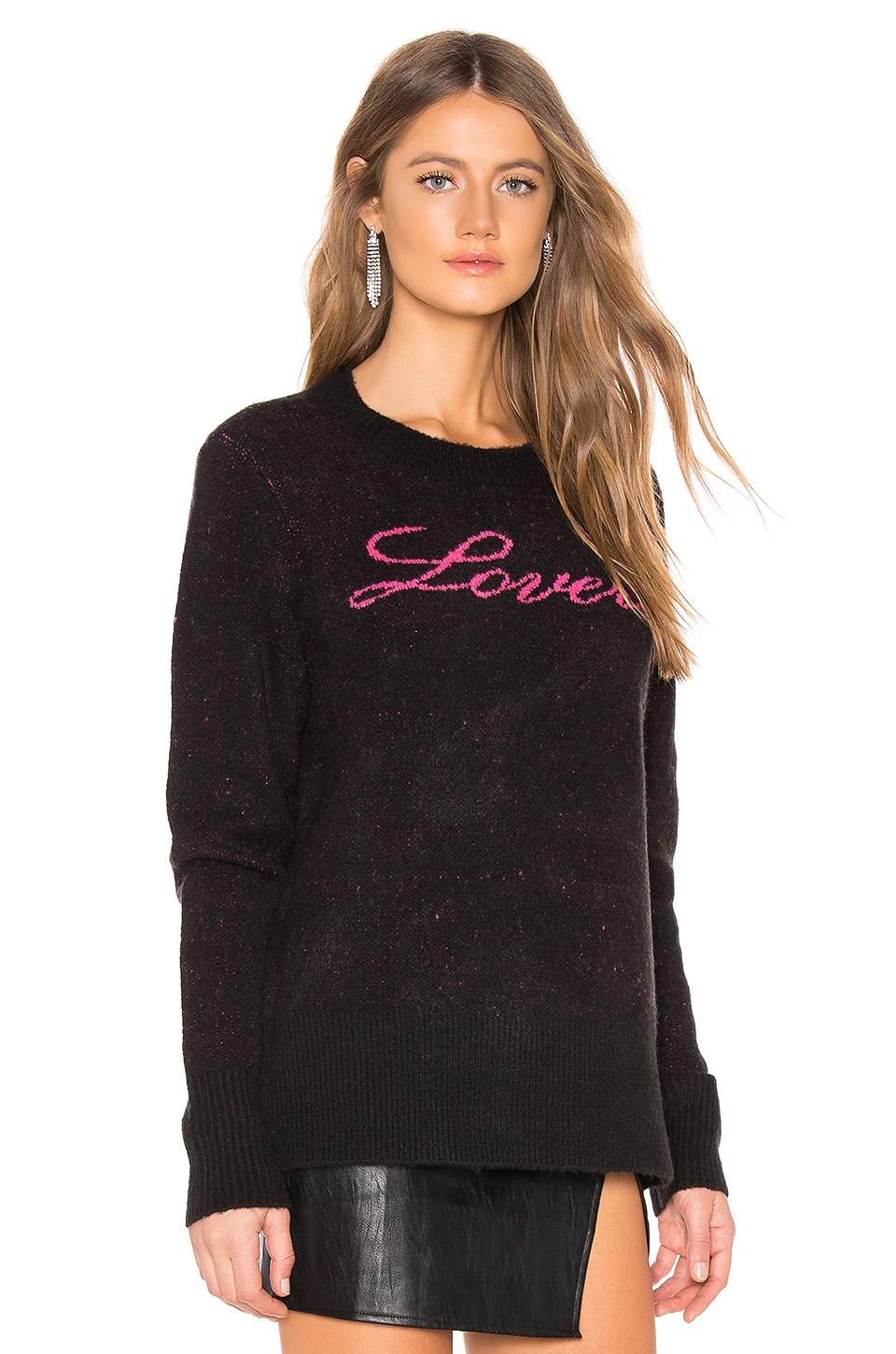 Lovers + Friends For Lovers Sweater in Black & Pink | REVOLVE