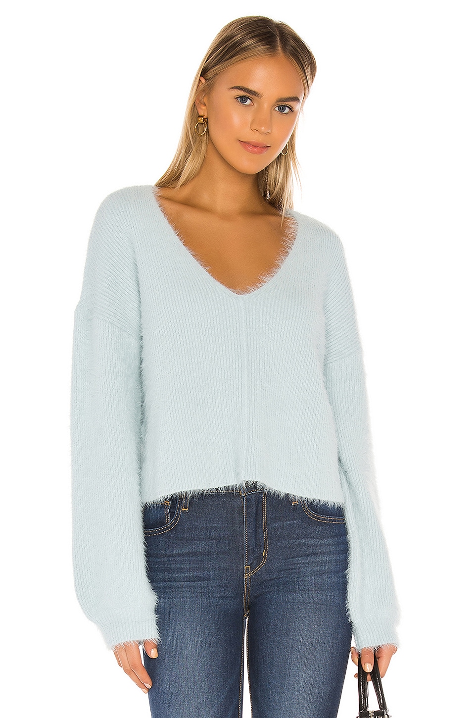 Lovers and Friends Malia V Neck Sweater in Baby Blue | REVOLVE