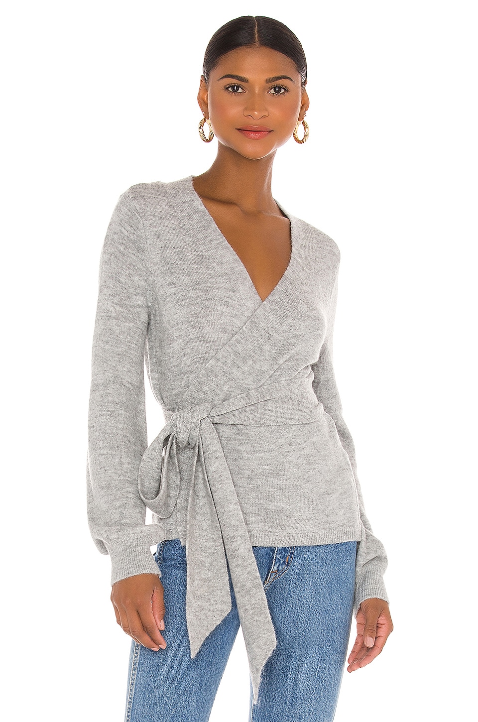 grey tie front cardigan