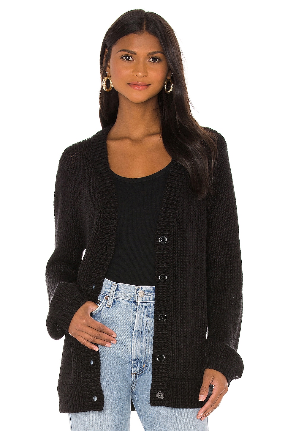 Black Cable Knit Oversize Cardigan