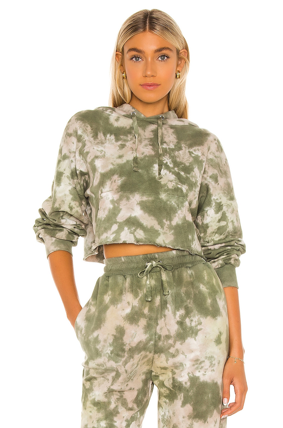 Lovers and Friends Maja Cropped Hoodie in Green Tie Dye | REVOLVE