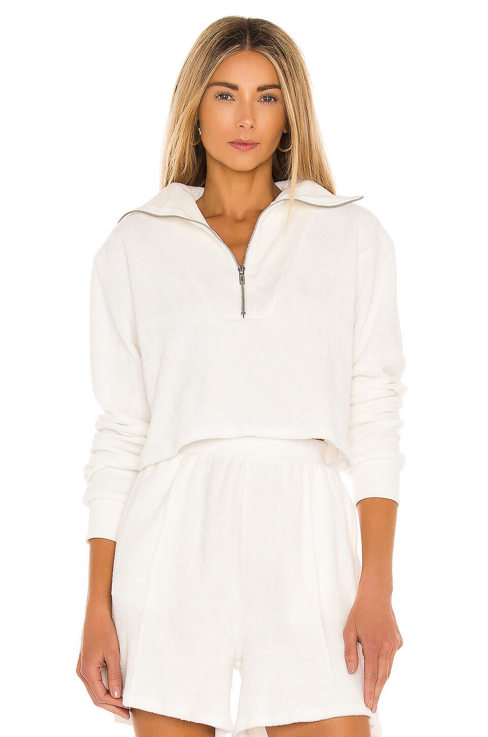 Lovers and Friends Half Zip Pullover in White