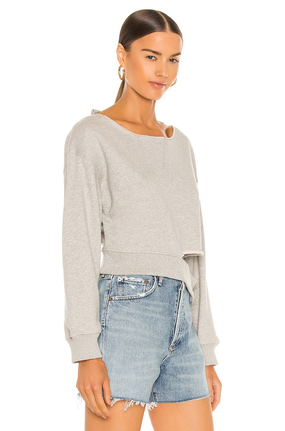 Lovers and Friends Wide Neck Top in Melange Gray