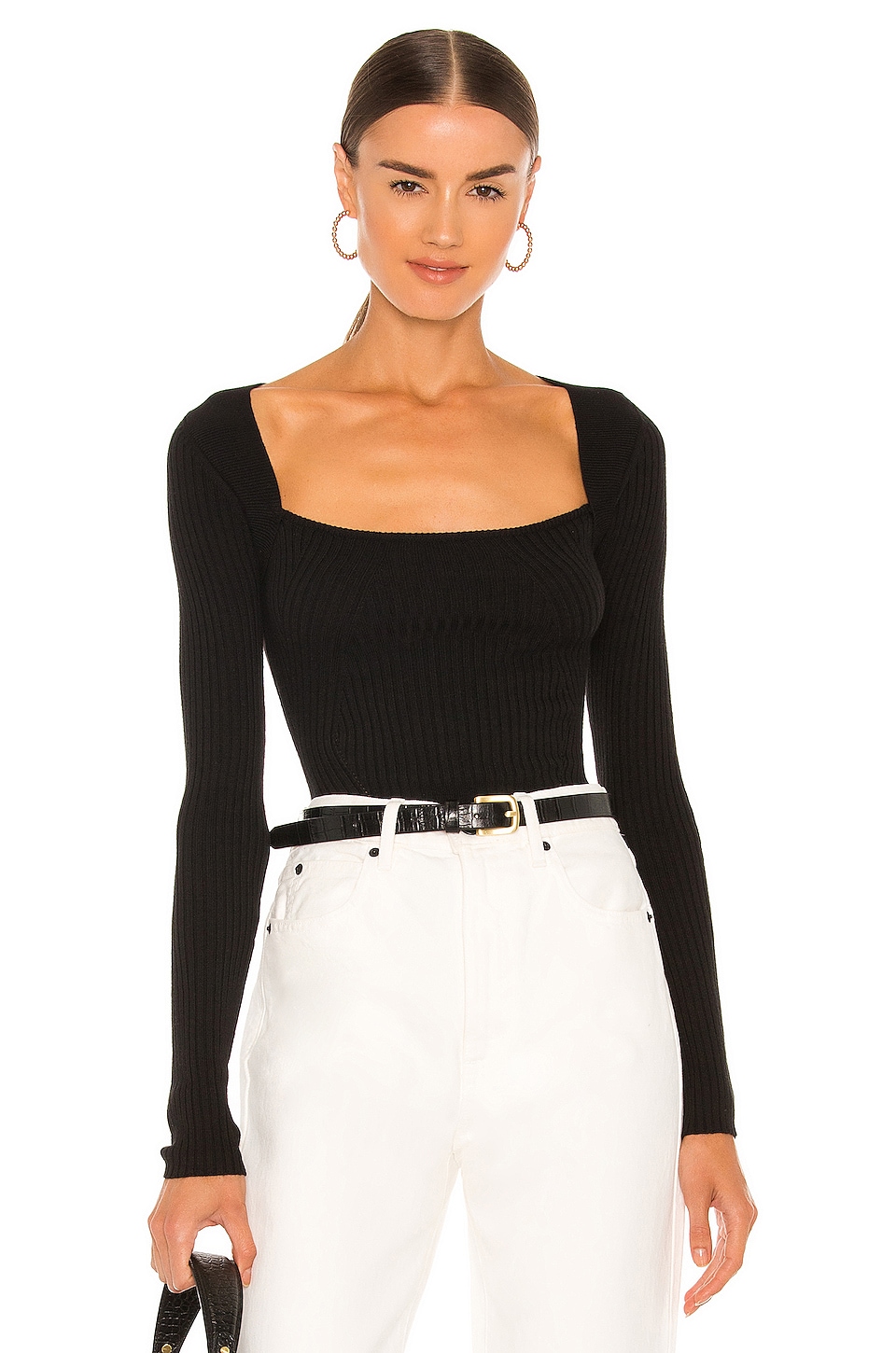 Lovers and Friends Tie Back Fitted Rib Sweater in White | REVOLVE