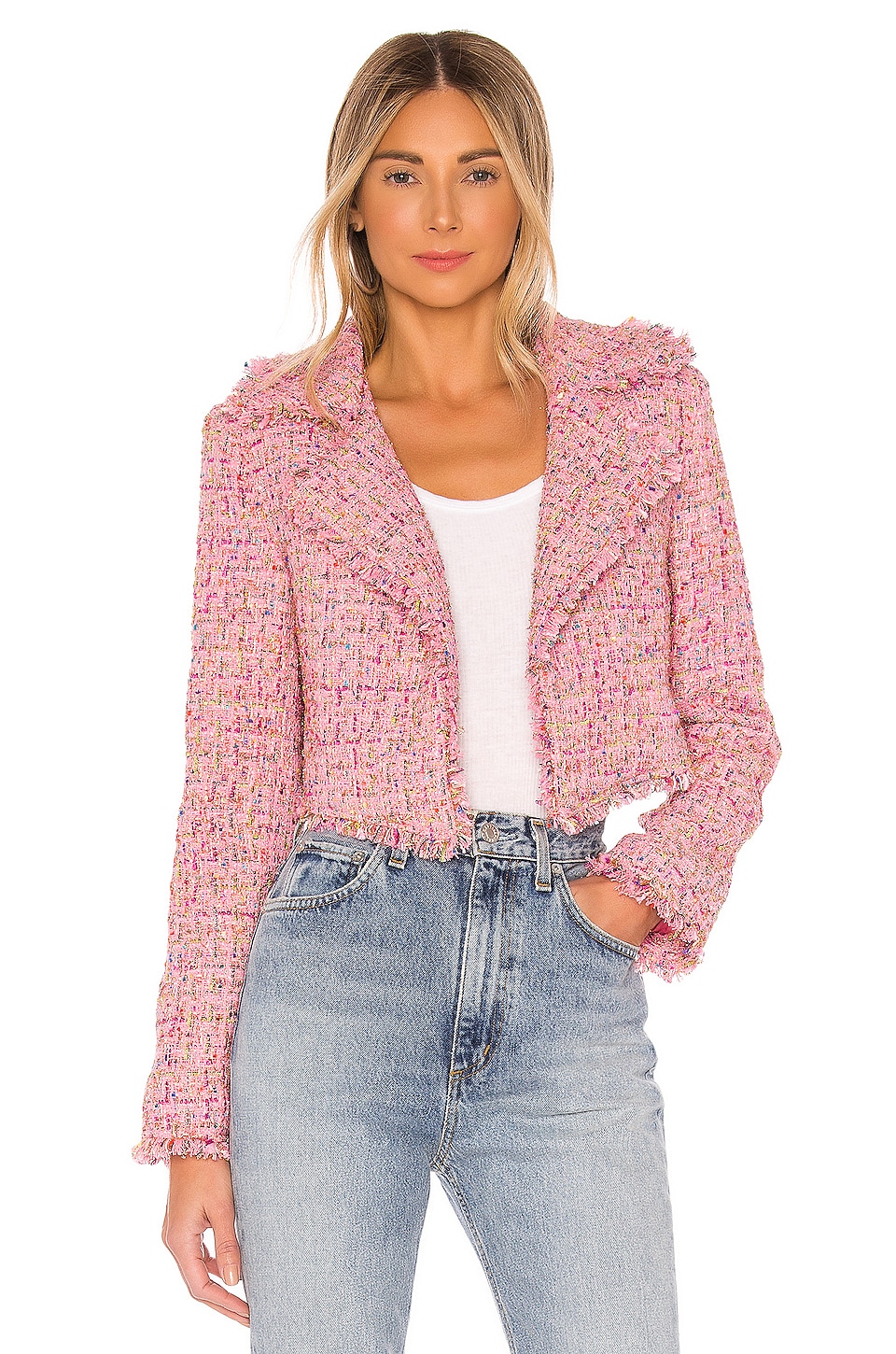 pink cropped blazer