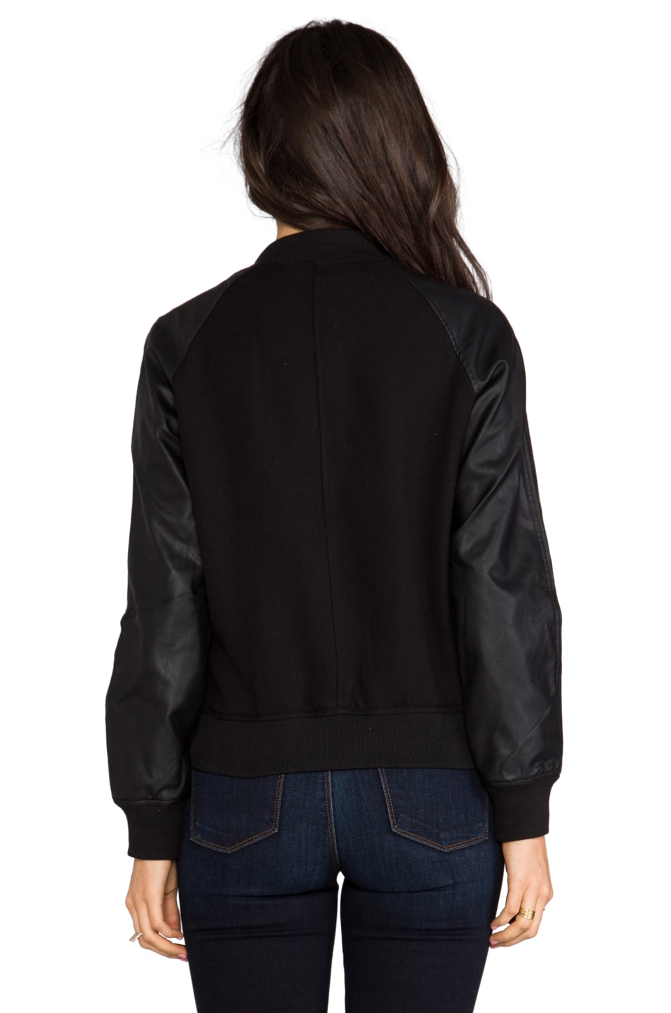 Friends Varsity Jacket W Vegan Leather Sleeves In Black Friends Varsity Jacket W Vegan Leather Sleeves In Black Revolve