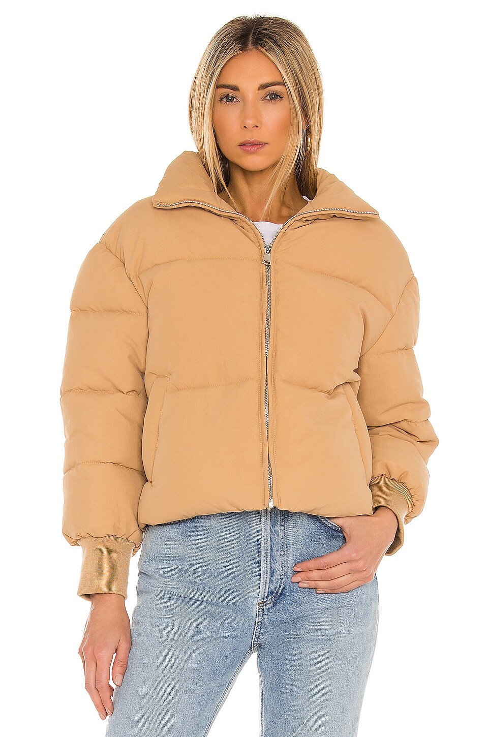 Lovers and Friends Jillian Puffer Jacket in Nude