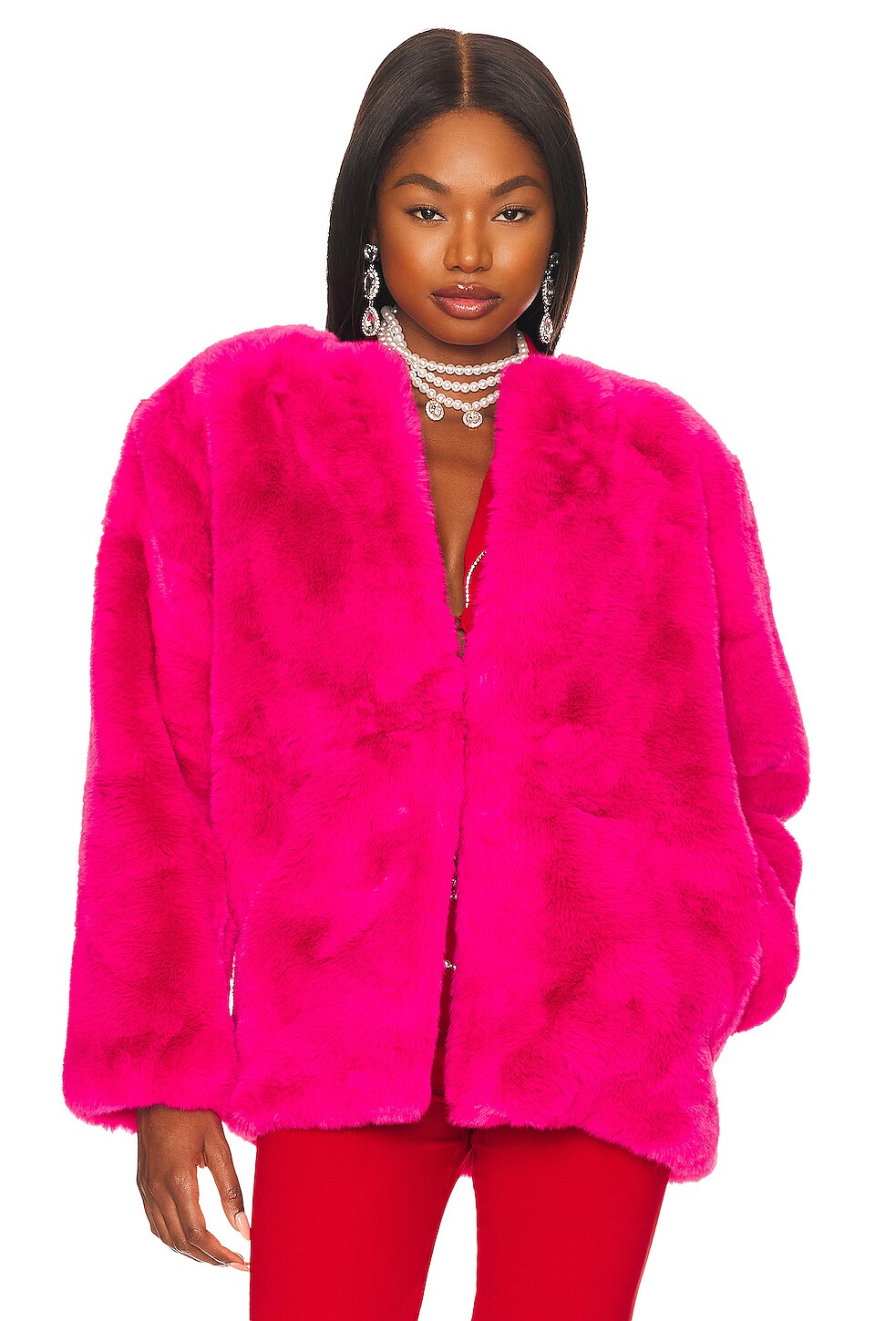 Lovers and Friends Zoe Coat in Electric Pink