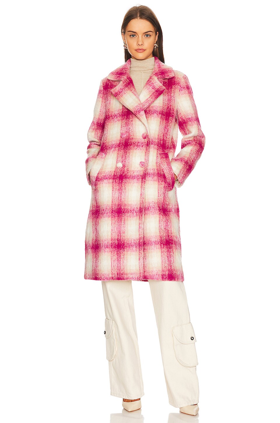 Lovers and Friends Kanani Coat in Pink Plaid