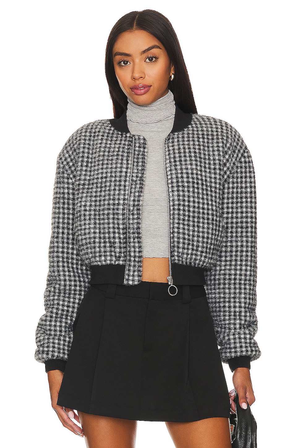 Lovers and Friends x Rachel Sabrina Bomber Jacket in Black White Check ...