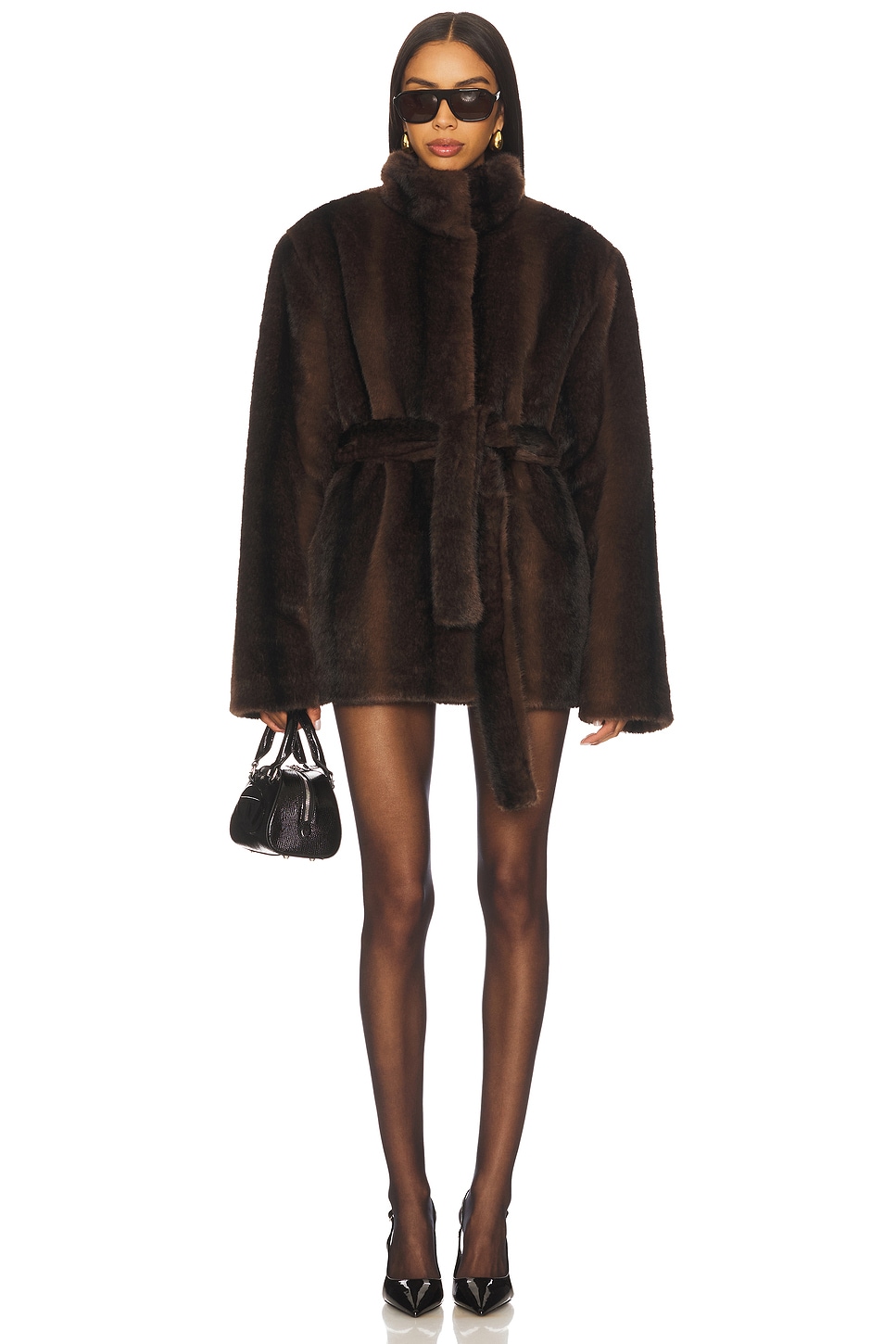ANDREA&Co.♡ダルメファーコート Lovers and Friends Andrea Faux Fur Jacket in Dark Brown | REVOLVE