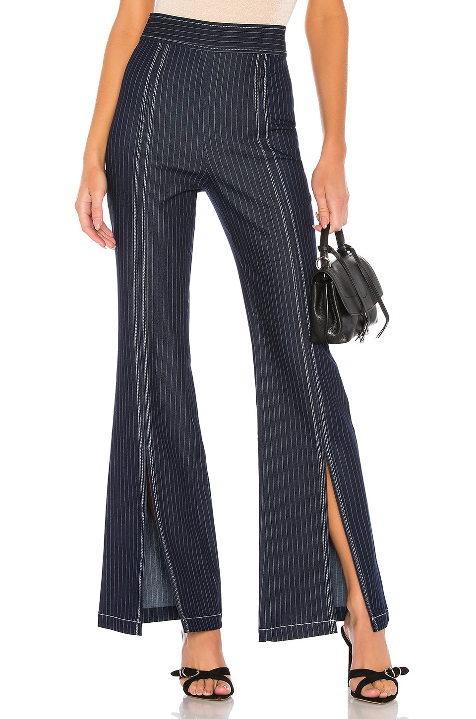 Racer Pant in Pinstripe Denim Blue 