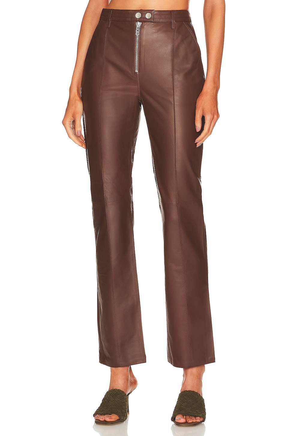 Image 1 of Kendra Leather Pant in Brown