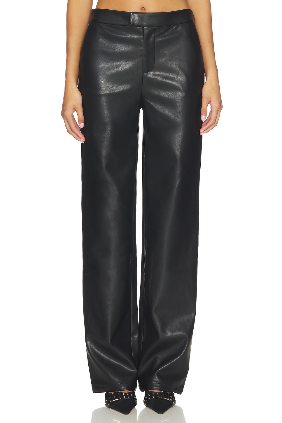Lovers and Friends x Emma Leger Greta Faux Leather Pants in Black