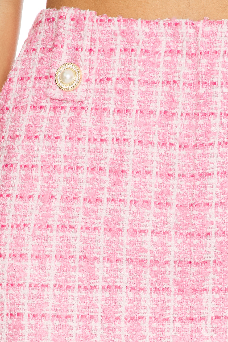 スカート ALESSANDRA RICH Pink Tweed Mini Skirt Alessandra Rich Tweed Mini Skirt in Light Pink | FWRD