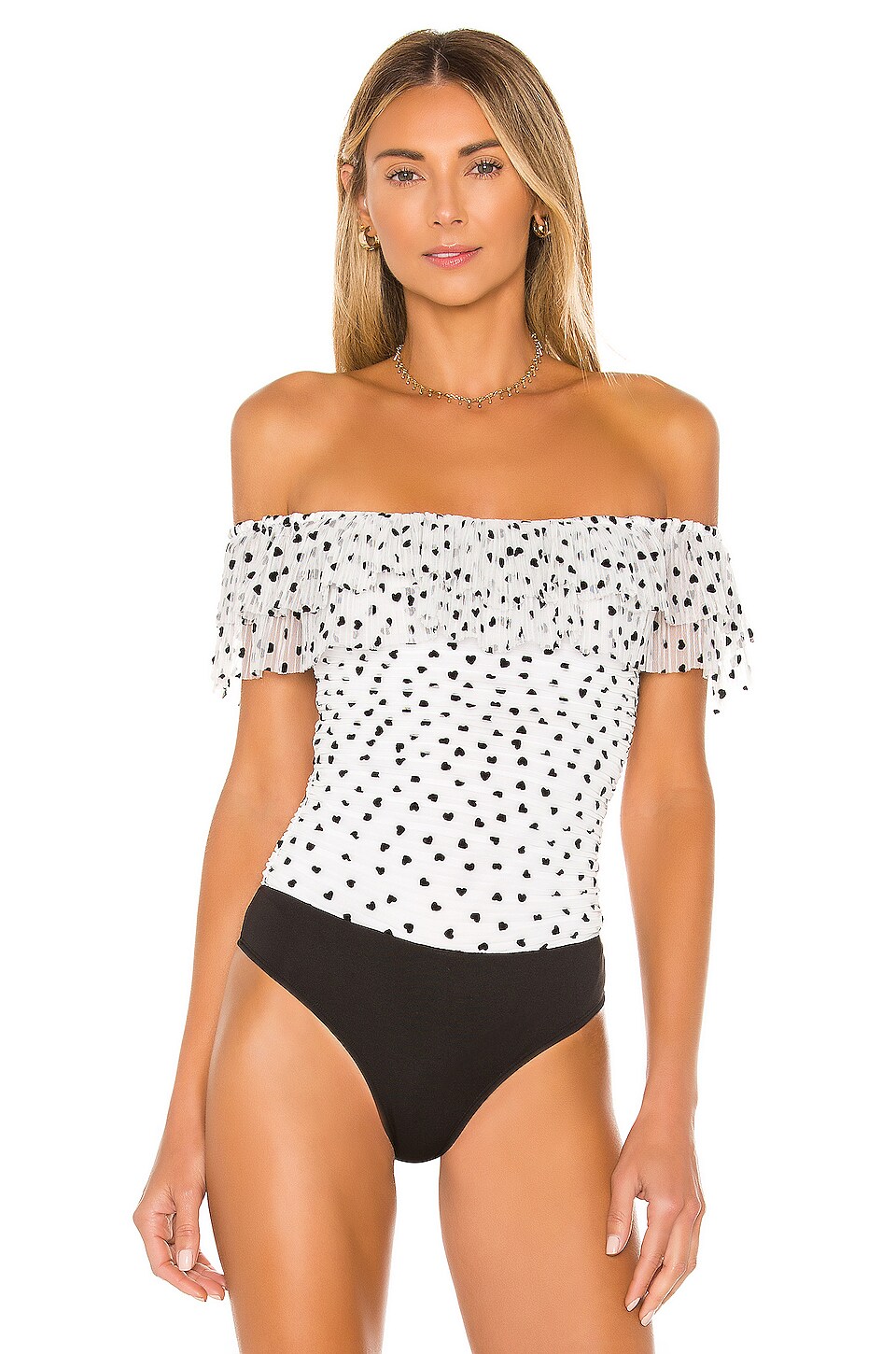 Lovers Friends Kiss Me Bodysuit In White Black Revolve