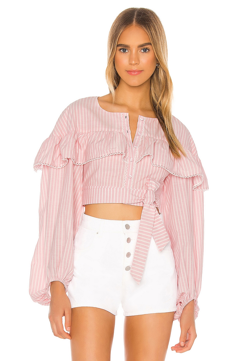 Lovers & Friends Halle Top In Pink & White