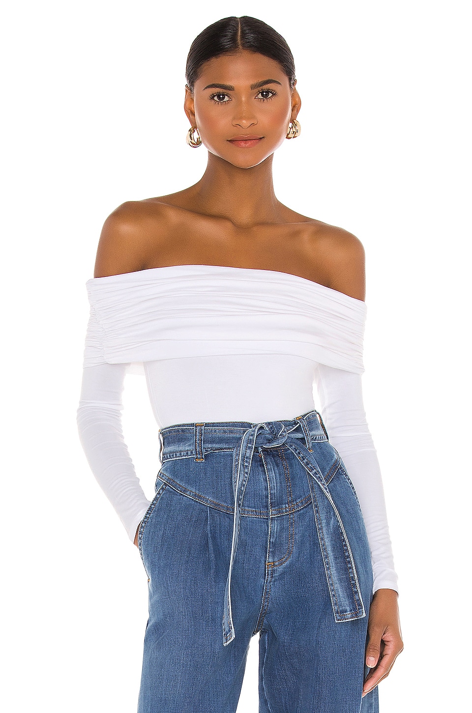 white off the shoulder top bodysuit