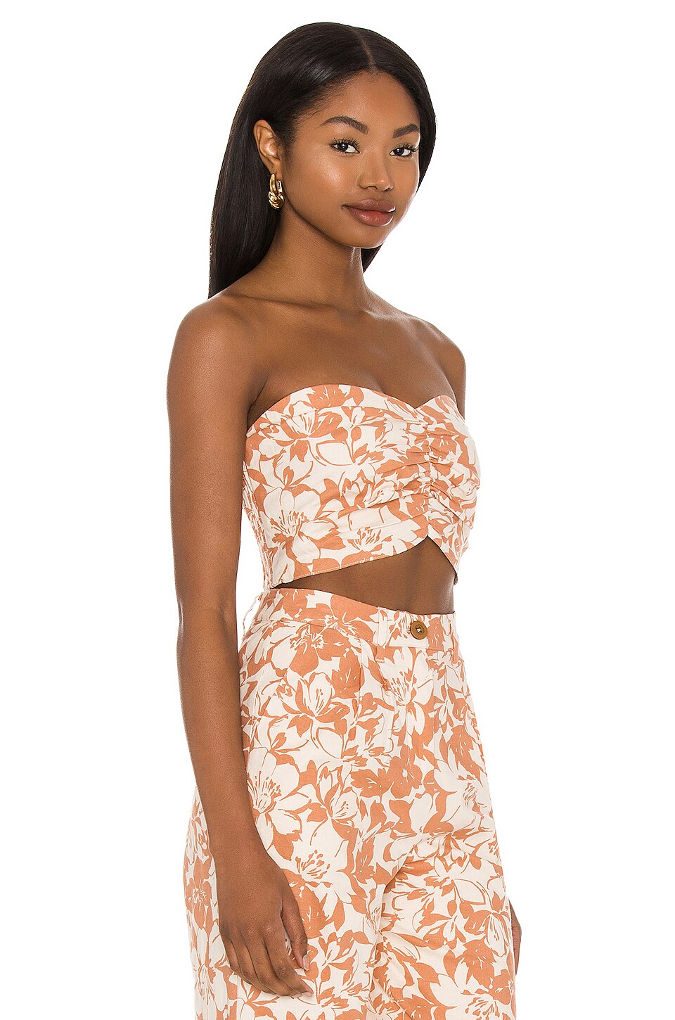 Lovers and Friends Kacey Top in Caramel Brown Floral