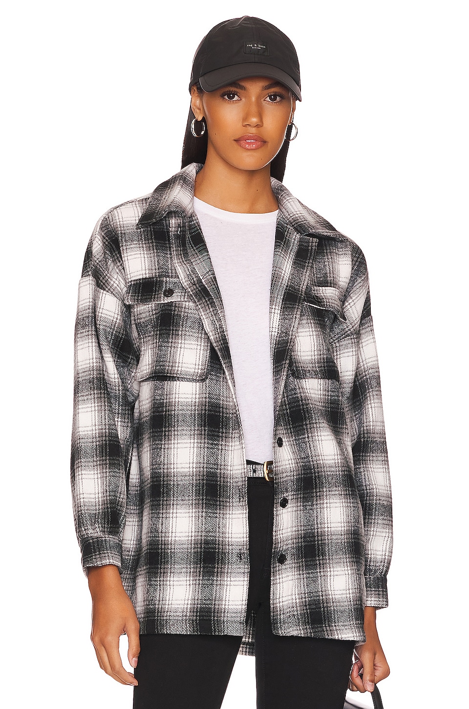 Lovers and Friends Harlow Flannel Shacket in Black & White | REVOLVE
