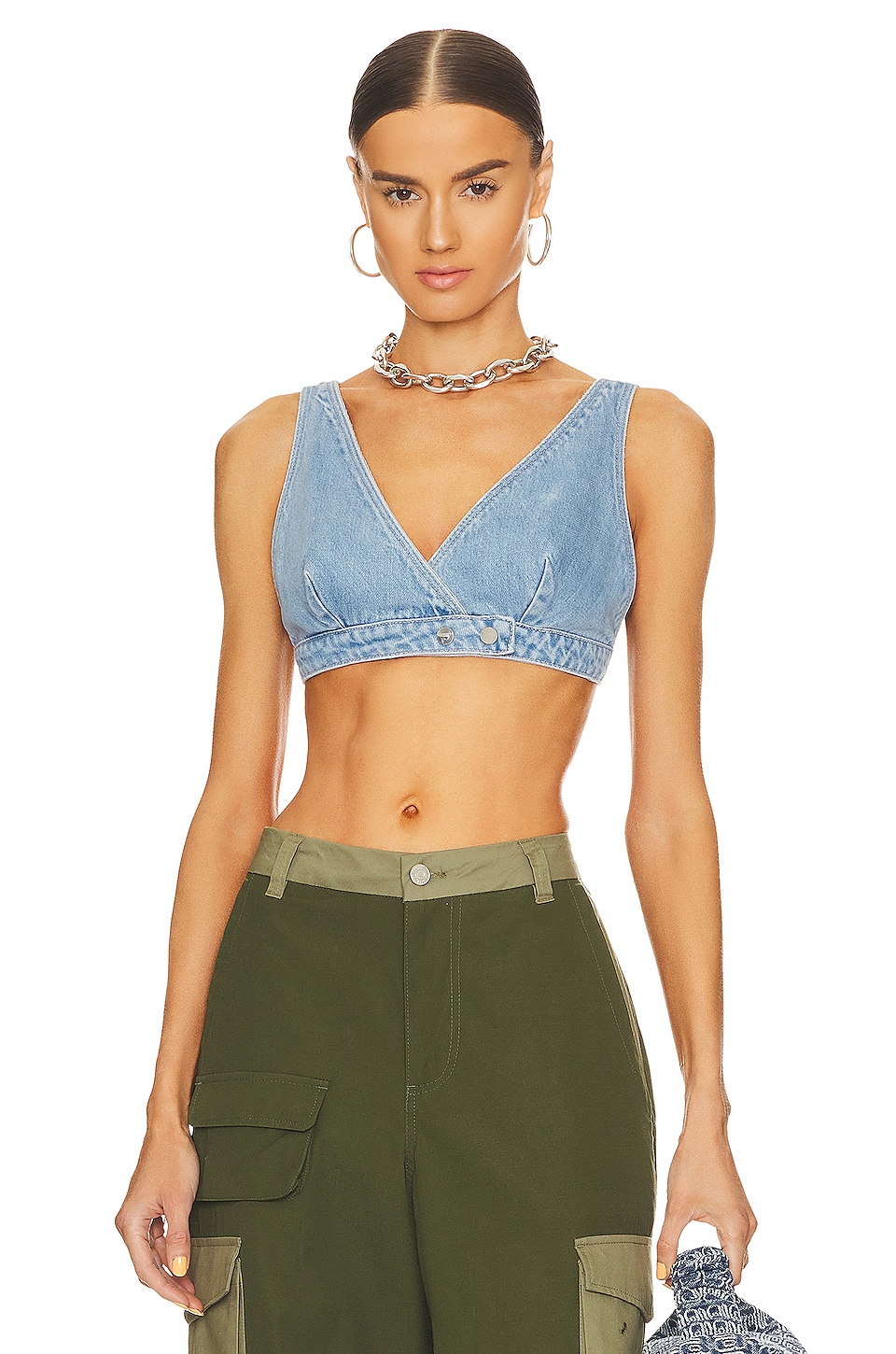 Lovers and Friends Shae Denim Bralette Top in Canyon