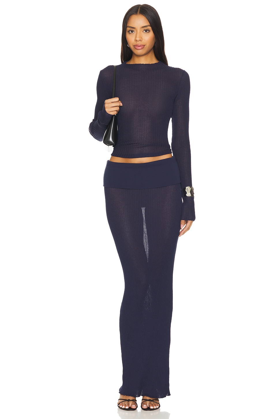 Lovers and Friends Ellison Sheer Top in Navy | REVOLVE