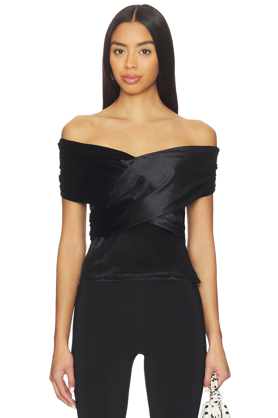 Natalia Velvet Top in Black View 1 of 4