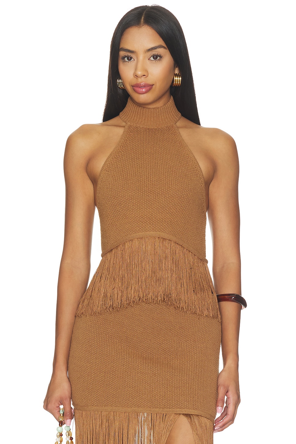 Chrissa Halter Fringe Crop Top
