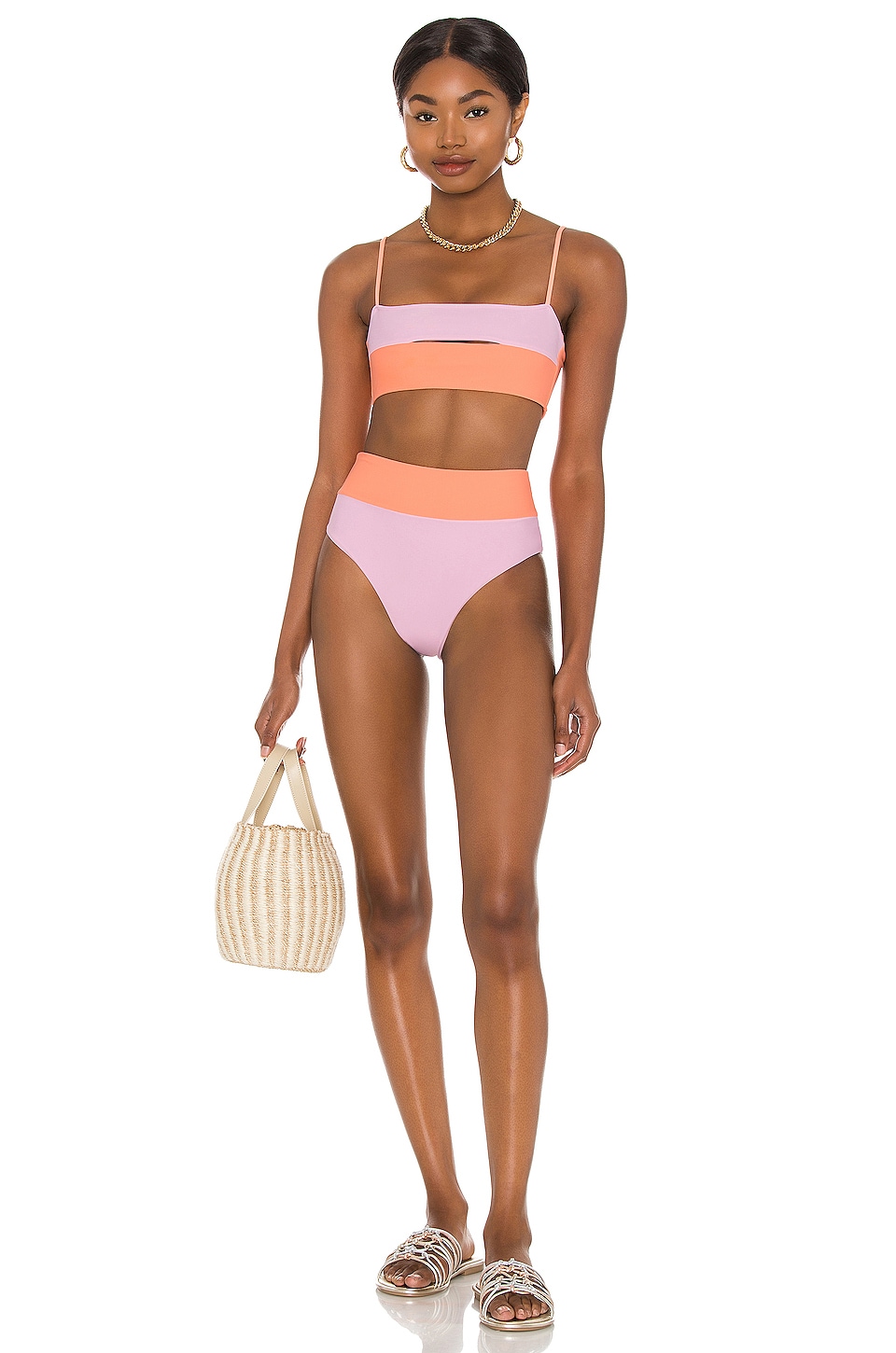 Lovers and Friends ТОП БИКИНИ WEST COAST в цвете Pink & Orange | REVOLVE