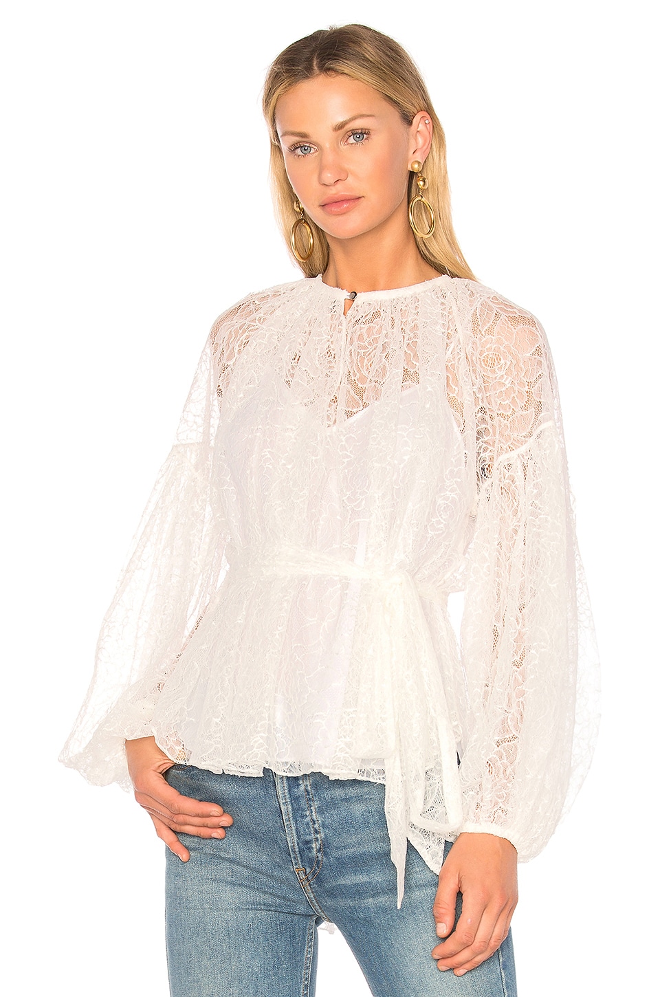 Lover Plume Lace Blouse in Ivory | REVOLVE