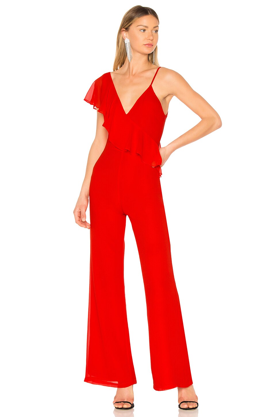 LPA Asymmetric Jumpsuit in Crimson | REVOLVE