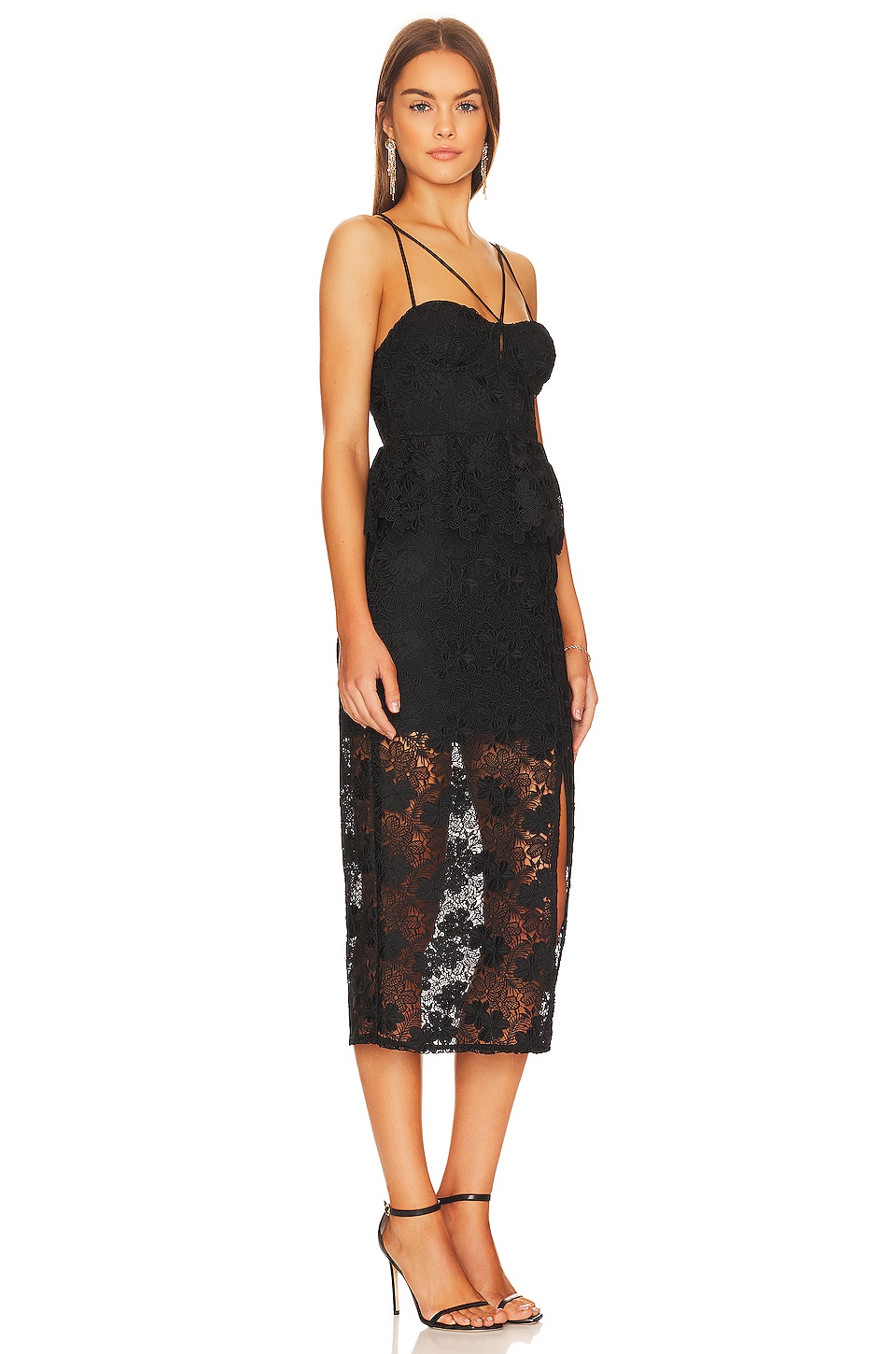 LPA Madonna Lace Corset Midi Dress thumbnail