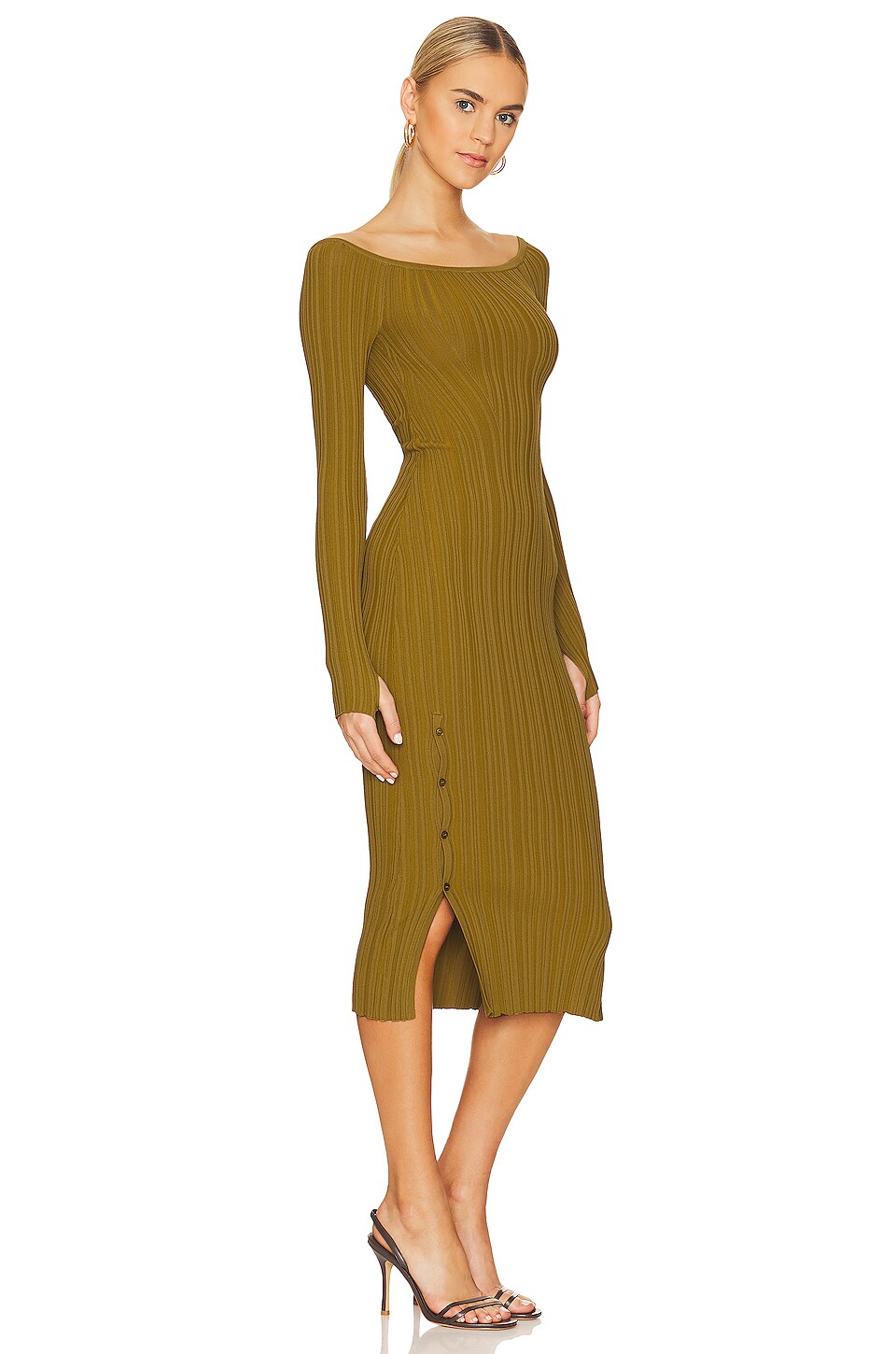 LPA Salome Knit Midi Dress in Chartreuse